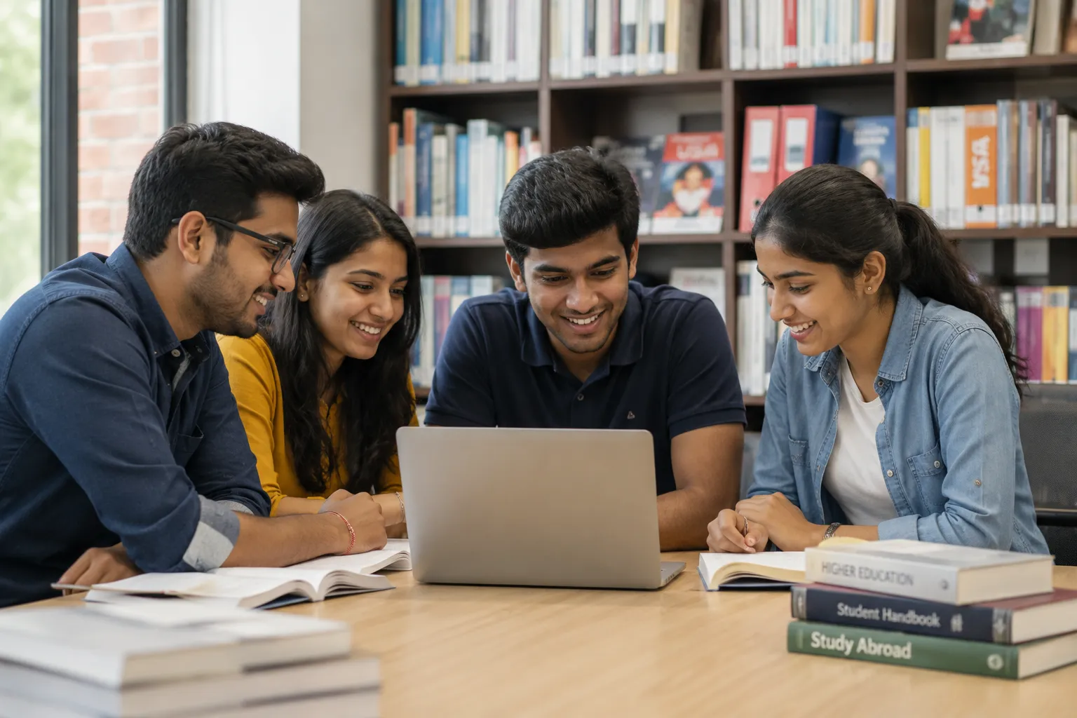 Students discussing higher education